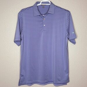 Peter Millar Summer Comfort Polo L Purple Stripe TransMiss Golf Logo Performance